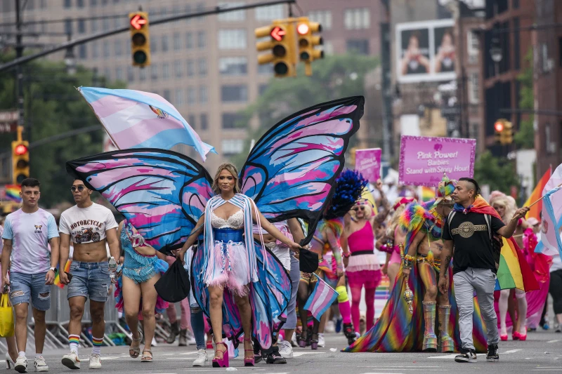 Revelers march during the NYC pride parade on Sunday, June 25, 2023, in New York. (AP Photo/Eduardo Munoz Alvarez)