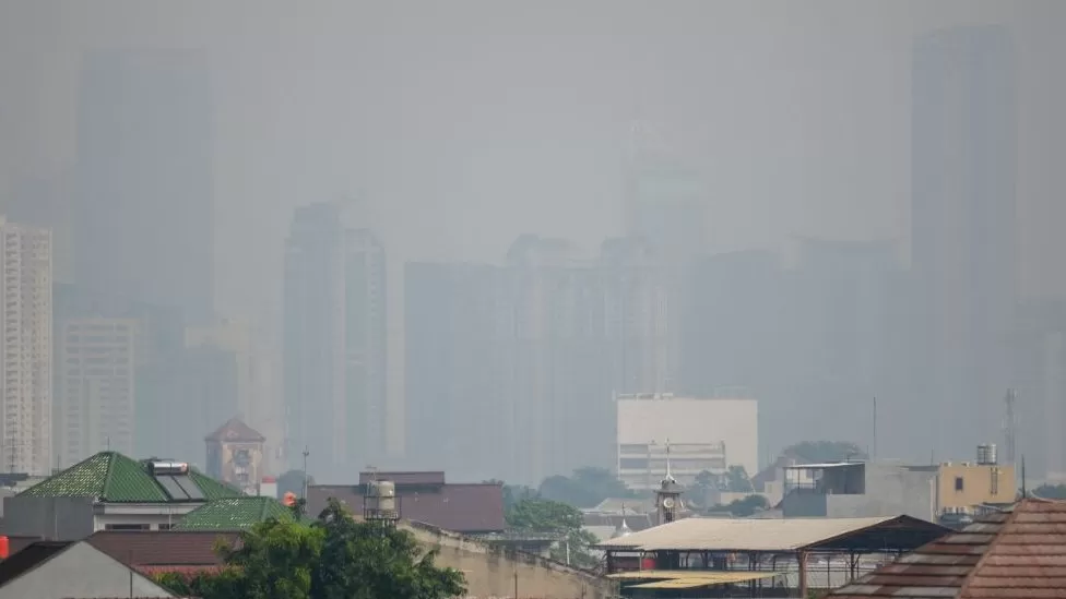 Skyscrapers in Jakarta shrouded by toxic smog (Photo Courtesy of BBC)